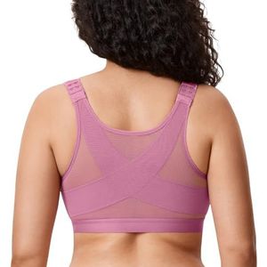 DELIMIRA Vrouwen Volledig Dekkende BH Voorsluiting Draadvrije Rugsteun Houdingsbeha Bruine roos 100E