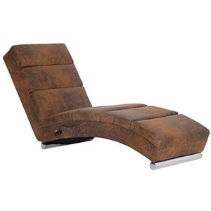 yorten Relaxstoel, woonkamer ligstoel, lounge ligstoel, chaise longue, met 5 massagemodi en verwarmingsfunctie, suède look 155 x 51 x 71 cm (bruin)