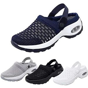 Women Air Cushion Orthopedic Slip on Shoes, Air Cushion Slip-on Walking Shoes Orthopedic Diabetic Walking Shoes, Soft Arch Support Two Way Wear Diabetic Walking Sandals Slippers (39 EU,Blue)