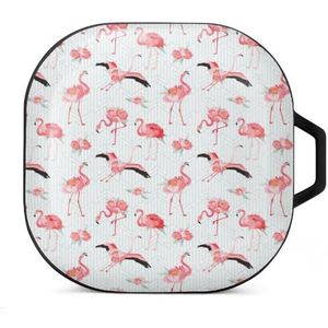 Zomer tropische flamingo bloemen oordopjes hoesje compatibel met Samsung hard shell beschermhoes zwart-stijl