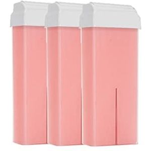 Purewax Waxpatronen voor ontharing met strepen, roll-on, 100 ml, professioneel, benen, shirt, lichaam (titaniumroze, 3 patronen, 100 ml)