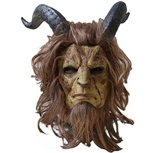 Masker, Halloween, Beauty and The Beast Masker, The Beautiful and the Beest, masker, dierenprins, cosplay, Halloween, volwassenen, beest, realistisch masker, latex, helm voor mannen met pruik, hoorns