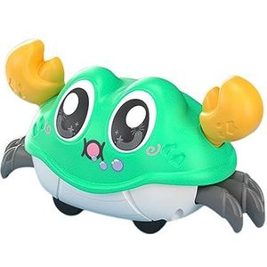 Fiorky BPA-vrij traagheidskrab cadeau vooruit kruipende krab wandelende krab leuk cartoonontwerp voor kinderen en kinderen (groen)