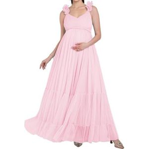 AHERKLL Puffy Tule Robe Zwangerschap Jurk Voor Fotoshoot 3D Bandjes Lingerie Baby Douche Zwangerschap Fotografie Dressing HAH058, roze, 32