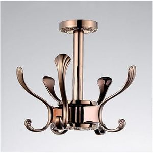 Kapstokhaak Rack Hanger， Draaibare kapstokhaken Schroef in sleutelhanger organizer rek met 5 haken Zware metalen waterdichte onderkast kast hangende keukenbenodigdheden(Rose Gold)