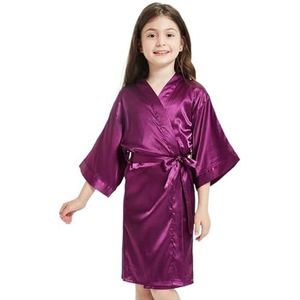 OZLCUA Satijnen gewaad jongen meisje badjas roze satijn zijden gewaden zomer nachtkleding badhanddoek gewaad bruiloft spa feest verjaardag nachtkleding badjas, CM11, 3-5T (90-115cm)