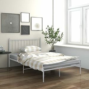 LAPOOH Bedframe, wit metaal, 120 x 200 cm, bedframe, moderne stijl, slaapkamermeubilair (SPU: 325016)