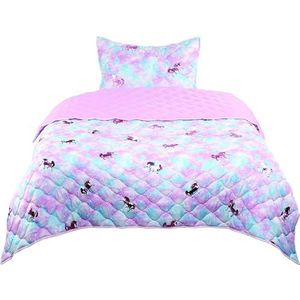 Tadpoles Meisjes eenhoorn dekbedovertrekset, Twin Size, Roze, Blauw, Metallic Roze (UNIPNKQLTT)