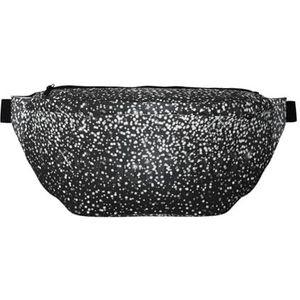 YFSGDLBN Glanzende zilveren glitter bedrukte crossbody heuptas dagelijkse casual borsttas, Zwart, Eén maat