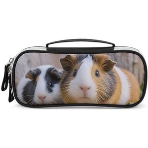 DWTJKMS Leuke Cavia Lederen Make-up Tas Draagbare Kleine Cosmetische Organizer Waterdichte Toilettassen Borstels Potloden En Reizen Make Up Accessoires