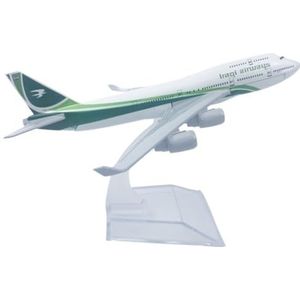 Vliegtuigmodel 16CM Legering Simulatie Geschikt voor Iraqi Airways Geschikt voor Boeing 747 Afgewerkte miniatuur tafelbladversiering Groen