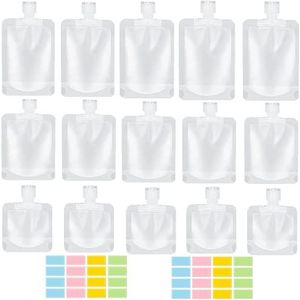 SEQUHITKU 17 Pack Travel Pouches for Toiletries,TSA Approved,Travel Size Portable Containers,Stand Up Pouch,Refillable Travel Accessories for Shampoo Conditioner Lotion Soap Liquids (B-17pcs)