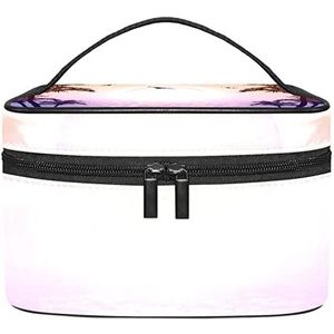 Make-up Organizer Bag, Reizen Make-up Tas Organizer Case Draagbare Cosmetische Tas voor Vrouwen en Meisjes Toiletries Mooie Tropische Scene, Meerkleurig, 22.5x15x13.8cm/8.9x5.9x5.4in