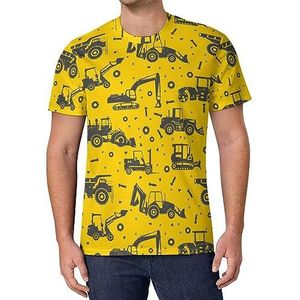 Cartoon Graafmachine En Tractor Mannen Korte Mouw T-shirt Causale Ronde Hals Tee Mode Zomer Tops