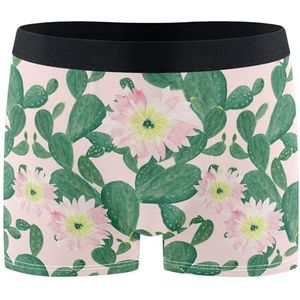 56 Boxershorts Cactus Roze Bloem Heren Ondergoed Ademend Boxer Slip Comfortabele Heren Boxer Voor Dagelijkse Sport Geschikt Alle Gelegenheden, Boxer Slips 1278, XXL