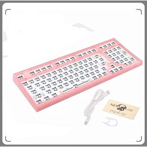 Hot Swap Modulaire Mechanische Gaming Toetsenbord Kit - 98 Toetsen DIY Barebone Edition -RGB LED Backlit Compatibel met 3/5 Pins voor Cherry Gateron Kailh Dial Toetsenbord (Transparant Roze)