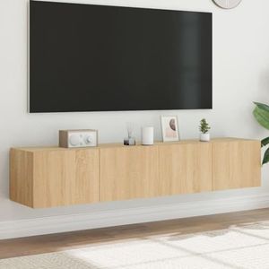 AJJHUUKI Entertainment Centra & TV Stands TV Wandkasten met LED Verlichting 2 stuks Sonoma Eiken 80x35x31 cm Meubels