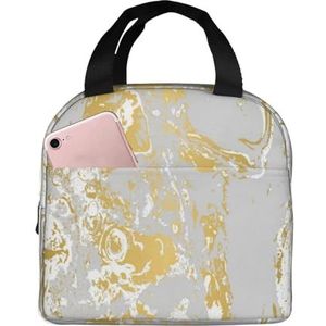 KemEng Grijze en Gouden Agaat Ripplle, Draagbare Lunch Bag Maaltijdzak Lunch Box Isolatie Tote Bag Herbruikbare Koeltas