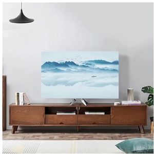 WLTYSM TV Cover Landschap Elastische Kracht Televisie Kap TV Stof Cover Doek 32-75 Inch Eenvoudige en Moderne Chinese Stijl TV Display Beschermers (11,5-50 inch)