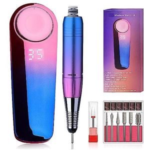 Nagelvijl elektrisch, 35000 RPM elektrische nagelboormachine for manicure, professionele nageldraaibank met LCD-scherm, oplaadbaar nagelsalongereedschap
