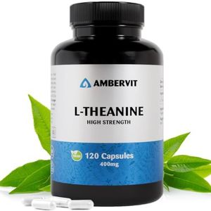 Ambervit L-Theanine Hoge Dosis - 400mg per Capsule - 120 Capsules Voor Concentratie, Ontspanning en Stressverlichting Veganistisch, Geen Vulstoffen of Bindmiddelen Allergeen- en Glutenvrij