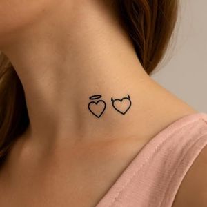 Hart tattoo – Temporalis® | Tijdelijke tatoeages voor vrouwen & mannen – Nep tattoo vegan & waterbestendig – EU-cosmetica – Blijft 1-2 weken [ Tatoeage Engel & Duivel Harten ]