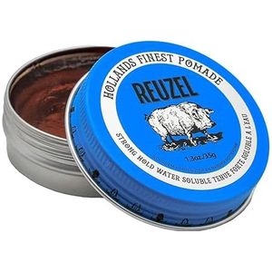 Reuzel Blauwe Strong Hold Pomade, Strong Hold Pomade voor een glanzende look, wateroplosbaar met vanillegeur, 1,3 oz/35 g