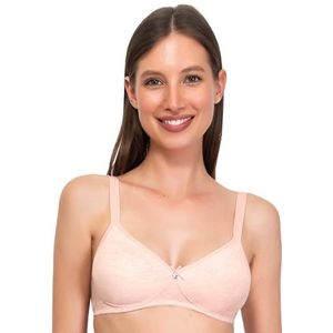 SÌèLEI, Semi-gevoerde beha zonder beugel, van biologisch katoen, 100% natuurlijk, ontworpen in Italië, Roze Melange, 70B