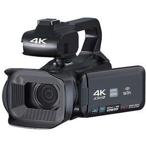 Volledige 4K UHD 60FPS Vintage Camcorder For Live Streaming Vlog 18X 64MP Video Camera Digitale Recorder 4 ""Scherm Draaien (Color : With 64G SD Card, Size : Only Camcorder)