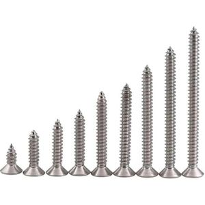 Flat Head Houtschroeven, Phillips Platte Kop Tapping Lange Houtschroef Roestvrij Staal Kruis Verzonken Kop Zelftappende Lange Schroeven M4-M8 10PCS, 10st, M6x100mm(M4x45mm)