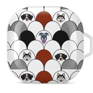 Wolf en puppy oordopjes hoesje compatibel met Samsung hard shell beschermhoes wit stijl