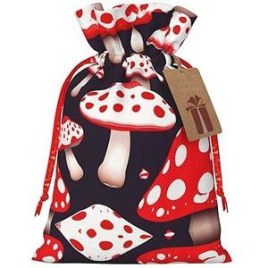 Rood Wit En Paddestoel Jute Drawstring Gift Bags-Voor Kerstmis, Verjaardag En Verjaardag Vieringen