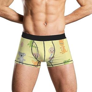 Schattige krokodil, koala, Emu struisvogel heren boxerslips ademend ondergoed stretch tailleband grappige print kofferbak 2XL