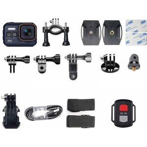 Actiecamera's HD 4K Actiecamera 170 graden WiFi 30fps Video Professional Support Nightshot Waterdichte Duikcamera Case for video Waterdichte en duurzame behuizing (Size : With 128G Card, Color : Blu