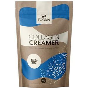 FOODIN Collageen Creamer Hydrolysaat met MCT (van kokosolie), 150 g - 100% collageen van met gras gevoerde runderen, ideaal voor koffiecreamers, goed voor huid, haar, nagels en bindweefsel,