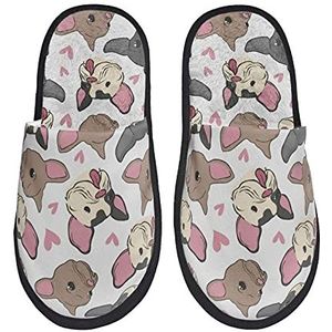 942 Slippers voor mannen schattige bulldog harige pantoffels casual vrouwen slipper warme katoenen pantoffels voor vrouwen, geschenken, mannen, Harige pantoffels 603, 7/10.5 UK