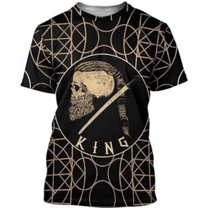 Viking Middeleeuws Pantser T-shirt, Heren Retro Punk Straat Cosplay Losse Grote Maat Korte Mouwen, 3D Dubbelzijdig Full-body Print Zomer Sneldrogende Top (Color : Viking D, Size : XS)