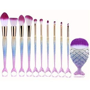 11 schoonheid vis make-up penseel gegradeerde vis tail make-up borstel make-up borstel zeemeermin make-up tool set