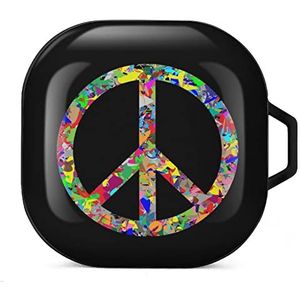 Peace Logo Oordopjes Hoesje Compatibel met Samsung Hard Shell Beschermhoes Zwart-Stijl