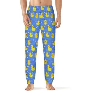 Rubber Gele Eenden Mannen Pyjama Broek Zachte Lounge Bottoms Met Pocket Slaap Broek Loungewear