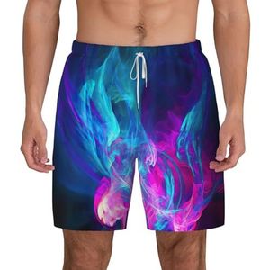 YJxoZH Blauw en roze Fire Print Heren Zwembroek Board Shorts Surfen Stretchy Beach Shorts,Sneldrogende Zwemshorts, Wit, XXL