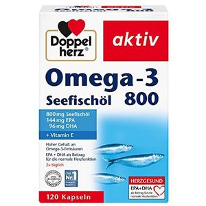 Doppelherz Omega-3 Zeevisolie 800 – met EPA en DHA en vitamine B1 als bijdrage aan de normale hartfunctie – 120 capsules