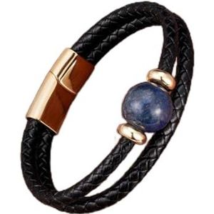 Bracelets Fashion Genuine Leather Bracelets For Men Charm Magnetic Bracelet Mens Jewelry Natural Tiger Eye Stone Pulseras(Color:Goldlapis)