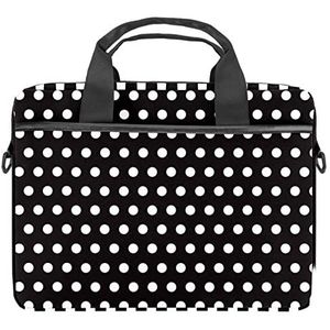 Polka Dots Zwart Wit Laptop Schouder Messenger Bag Crossbody Aktetas Messenger Sleeve voor 13 13.3 14.5 Inch Laptop Tablet Beschermen Tote Bag Case, Meerkleurig, 11x14.5x1.2in /28x36.8x3 cm