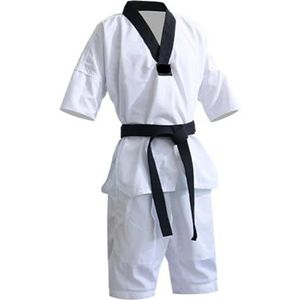 Judo Kostuums, witte taekwondo-uniformen, karate judo taekwondo kleding, volwassenen, uniseks, voor mannen, vrouwen (XXL-180 cm, korte mouw)