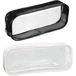Pennenhouder Potlood Pot Stationaire Benodigdheden Opslag Organizer Container Doorzichtige Toilettas Trendy Make-uptas 2 Stuks Doorzichtige PVC Potloodzak Rits Penetui Opbergdoos Make-up Toilettas for