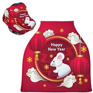 Rood Nieuwjaar Muis Muizen Baby Autostoelhoes Luifel Stretchy Verpleging Covers Ademend Winddicht Winter Sjaal voor Baby Borstvoeding Jongens Meisjes