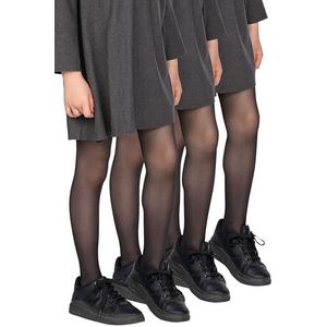 looksy Tonia Tonia 3 paar Italiaanse panty's voor meisjes, 20 DEN licht, transparant, effen, panty met basis voor dans- en balletschouousen, Zwart, 11-12 Jaren