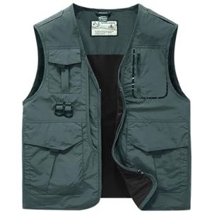 AOYANMI Los Bergbeklimmen Vest Heren Multi Pocket Werkkleding Kamp Schouder Outdoor Fotografie Vest(Medium)