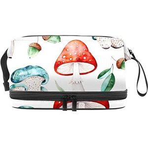 Dubbellaags Cosmetische Tas Paddestoel Draagbare Make-up Tas Reizen Organizer Pouch Voor Vrouwen Meisjes Toiletries Tassen, Meerkleurig, 27x15x14 cm/10.6x5.9x5.5 in, Make-up zakje